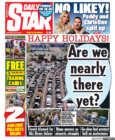 Daily Star Newspaper Front Page (UK) for 23 July 2022