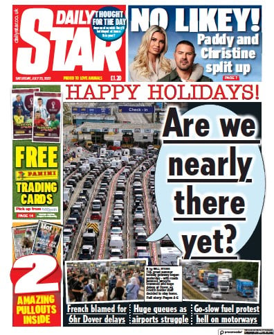 Daily Star Newspaper Front Page (UK) for 23 July 2022