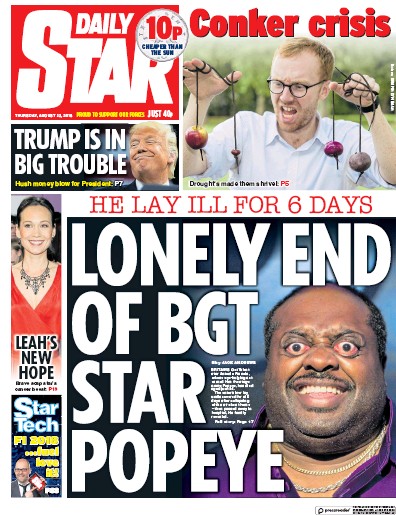 Daily Star Newspaper Front Page (UK) for 23 August 2018