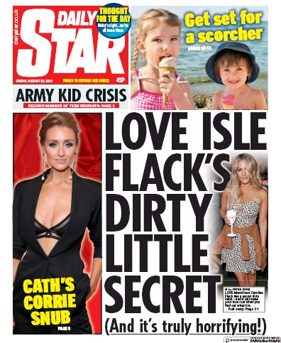 Daily Star Newspaper Front Page (UK) for 23 August 2019