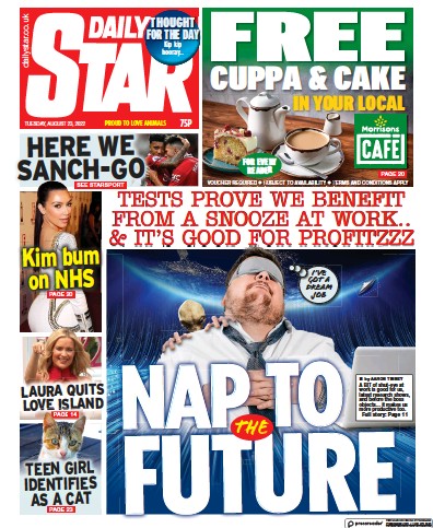 Daily Star Newspaper Front Page (UK) for 23 August 2022