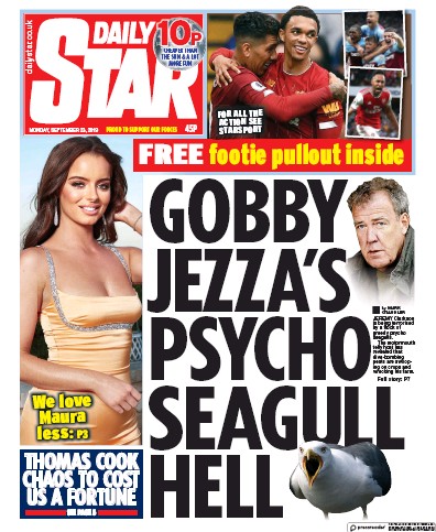 Daily Star Newspaper Front Page (UK) for 23 September 2019