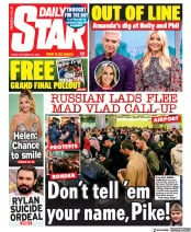 Daily Star front page for 23 September 2022