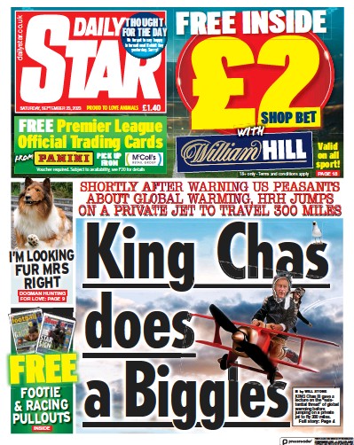Daily Star Newspaper Front Page (UK) for 23 September 2023