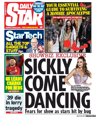 Daily Star Newspaper Front Page (UK) for 24 October 2019