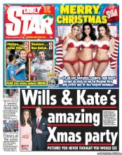 Daily Star Newspaper Front Page (UK) for 24 December 2012