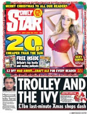 Daily Star (UK) Newspaper Front Page for 24 December 2016