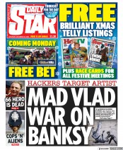 Daily Star (UK) Newspaper Front Page for 24 December 2022