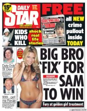 Daily Star (UK) Newspaper Front Page for 24 January 2014