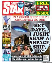 Daily Star (UK) Newspaper Front Page for 24 January 2022