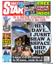 Daily Star (UK) Newspaper Front Page for 24 January 2022