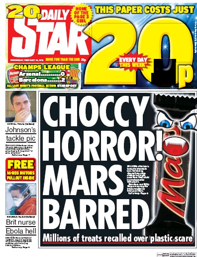 Daily Star Newspaper Front Page (UK) for 24 February 2016