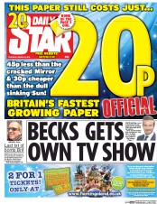 Daily Star (UK) Newspaper Front Page for 24 March 2016