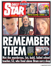 Daily Star (UK) Newspaper Front Page for 24 March 2017