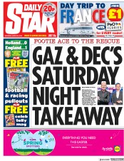 Daily Star (UK) Newspaper Front Page for 24 March 2018