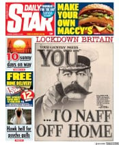Daily Star (UK) Newspaper Front Page for 24 March 2020