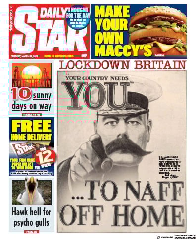 Daily Star Newspaper Front Page (UK) for 24 March 2020