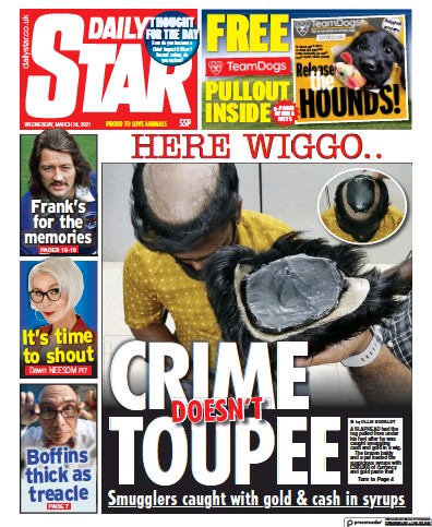 Daily Star Newspaper Front Page (UK) for 24 March 2021
