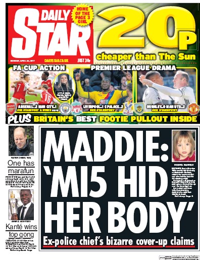 Daily Star Newspaper Front Page (UK) for 24 April 2017