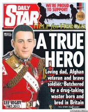 Daily Star (UK) Newspaper Front Page for 24 May 2013
