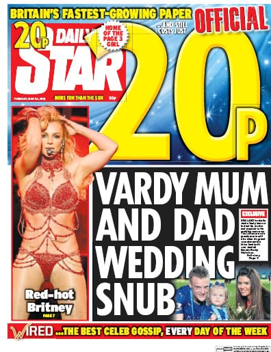 Daily Star Newspaper Front Page (UK) for 24 May 2016