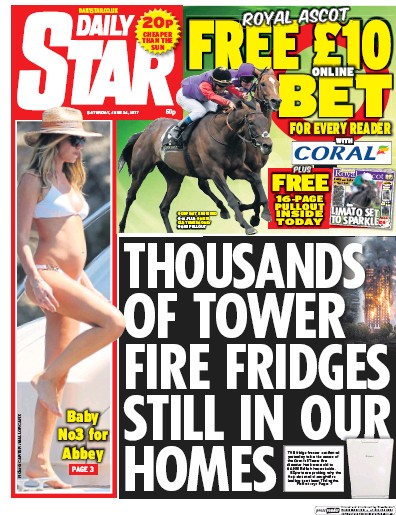 Daily Star Newspaper Front Page (UK) for 24 June 2017