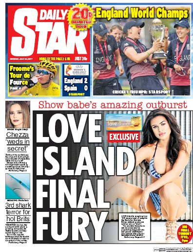 Daily Star Newspaper Front Page (UK) for 24 July 2017
