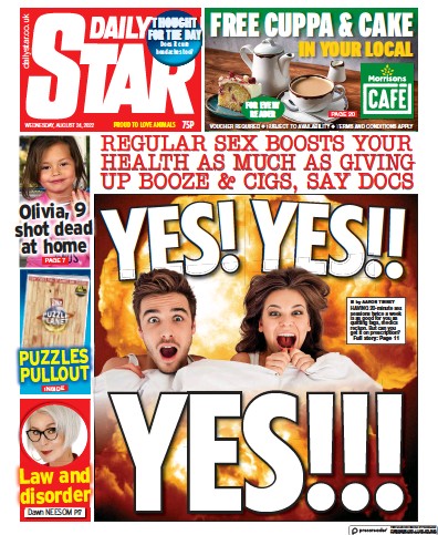 Daily Star Newspaper Front Page (UK) for 24 August 2022