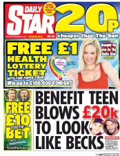 Daily Star (UK) Newspaper Front Page for 24 September 2016