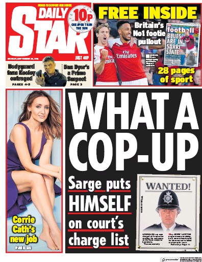 Daily Star Newspaper Front Page (UK) for 24 September 2018