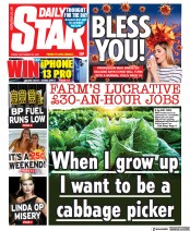 Daily Star (UK) Newspaper Front Page for 24 September 2021