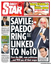 Daily Star (UK) Newspaper Front Page for 25 October 2012