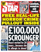 Daily Star (UK) Newspaper Front Page for 25 October 2013