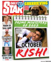 Daily Star (UK) Newspaper Front Page for 25 October 2022