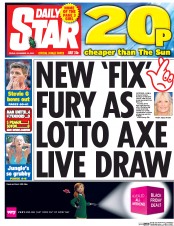 Daily Star (UK) Newspaper Front Page for 25 November 2016