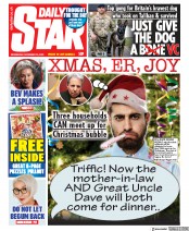 Daily Star (UK) Newspaper Front Page for 25 November 2020
