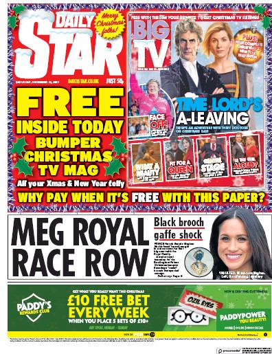Daily Star Newspaper Front Page (UK) for 25 December 2017