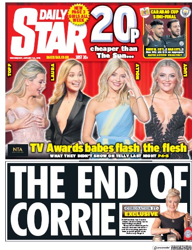 Daily Star Newspaper Front Page (UK) for 25 January 2018