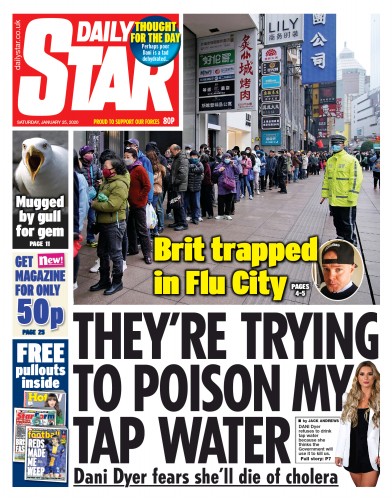 Daily Star Newspaper Front Page (UK) for 25 January 2020