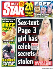 Daily Star (UK) Newspaper Front Page for 25 February 2017