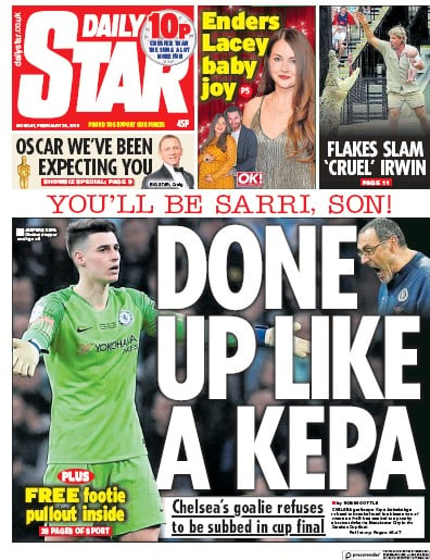 Daily Star Newspaper Front Page (UK) for 25 February 2019