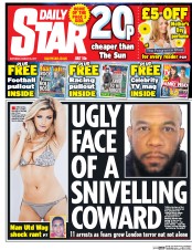 Daily Star (UK) Newspaper Front Page for 25 March 2017