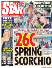 Daily Star (UK) Newspaper Front Page for 25 March 2019