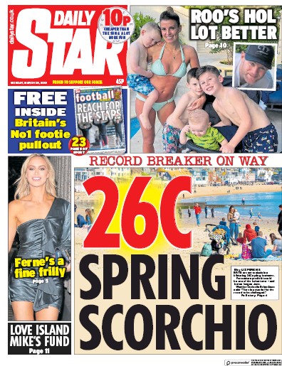 Daily Star Newspaper Front Page (UK) for 25 March 2019