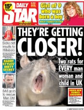Daily Star (UK) Newspaper Front Page for 25 April 2014