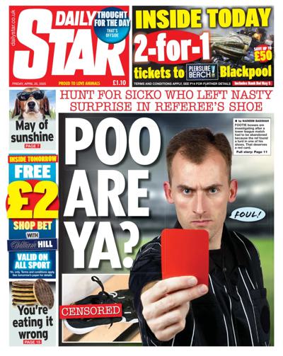 Daily Star Newspaper Front Page (UK) for 25 April 2025