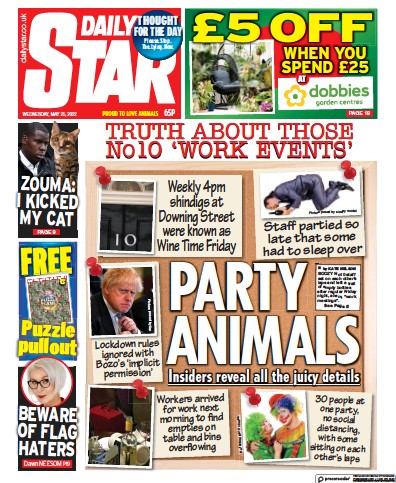 Daily Star Newspaper Front Page (UK) for 25 May 2022