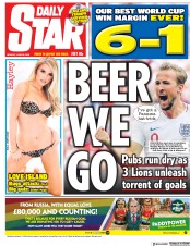 Daily Star (UK) Newspaper Front Page for 25 June 2018