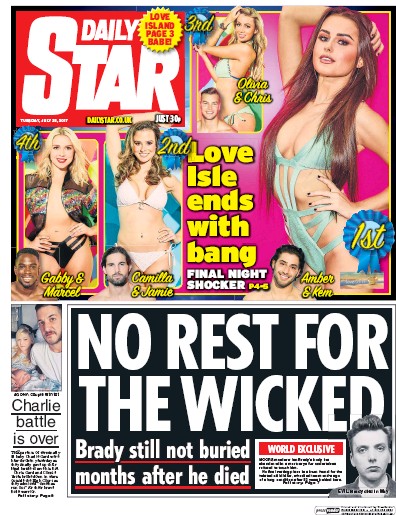 Daily Star Newspaper Front Page (UK) for 25 July 2017