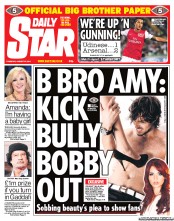 Daily Star (UK) Newspaper Front Page for 25 August 2011